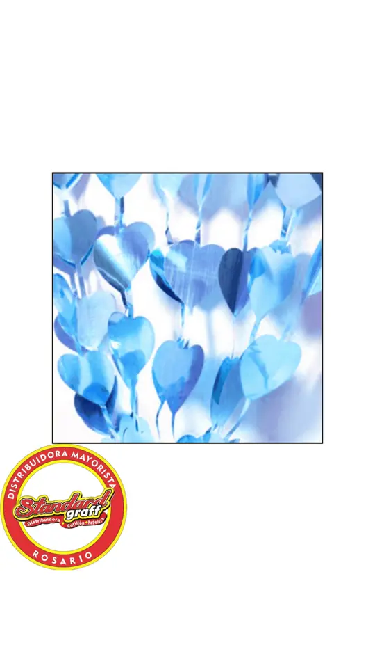 Cortina Metalizada Corazón Celeste x 1 unidad