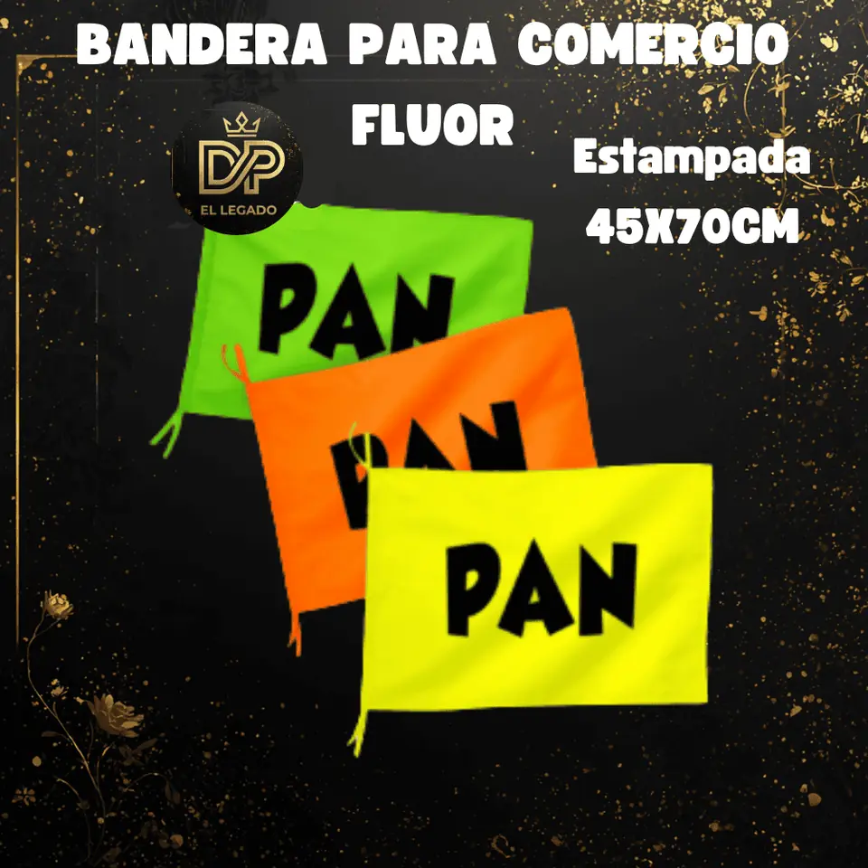 Bandera flùor para comercio estampada 45x70cm (Pan)