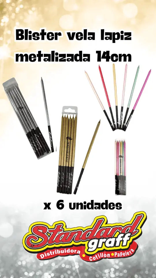 Blister velas metalizadas 14cm  x6u. - x1 Multicolor