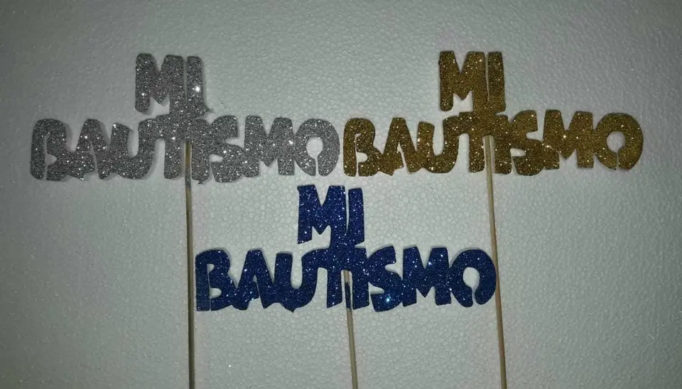 Frase en telgopor 14cm gibreada bautismo x1