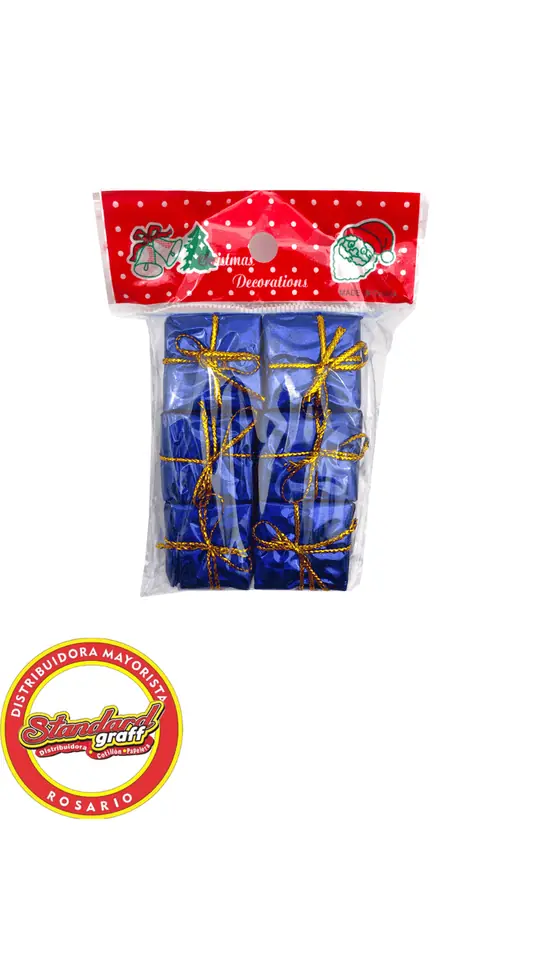 Adorno navideño regalos azul x 6 unidades