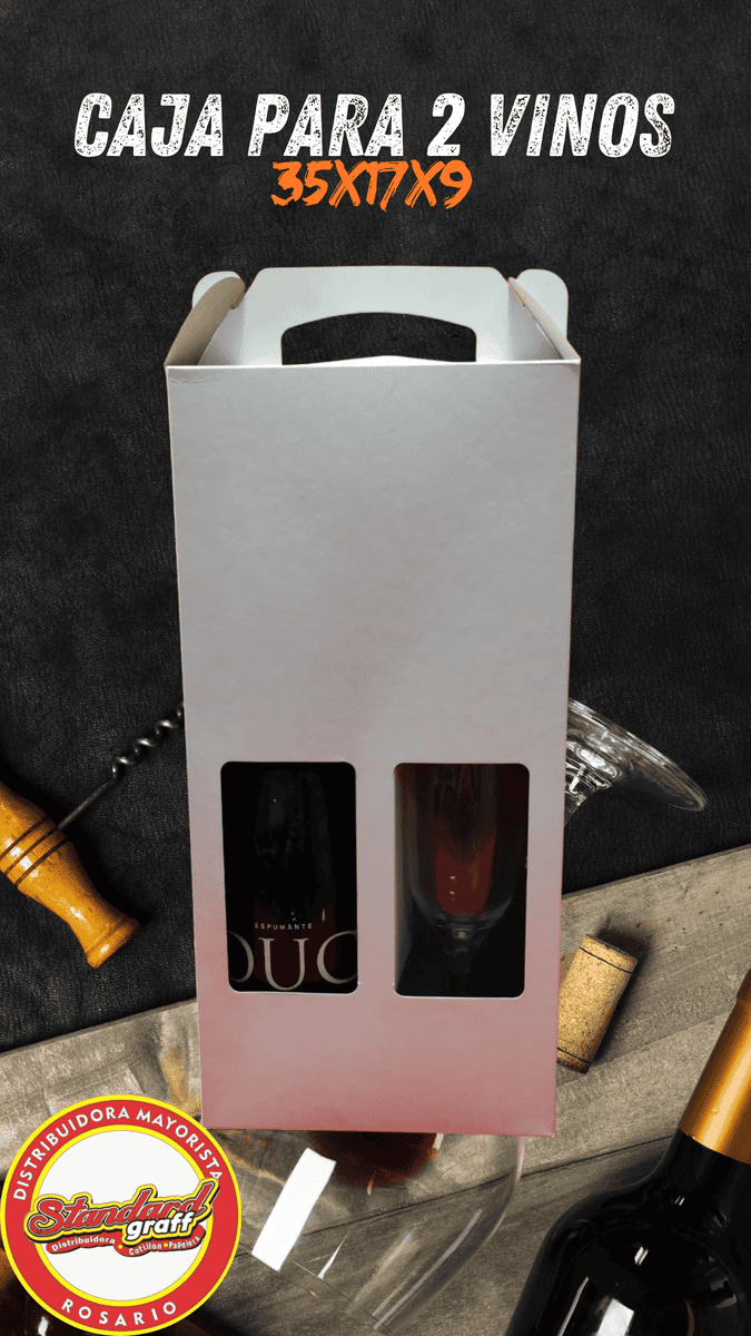 Caja p/2 vinos blanca 35x17x9 - x5