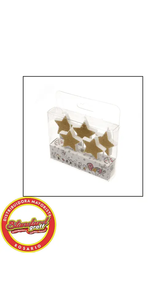 Blister Vela Estrella 8cm Dorado x 5 unidades