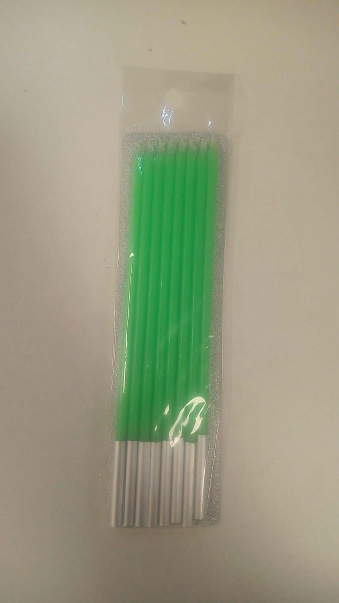 Blister Vela lápiz Verde 15cm x 8 unidades