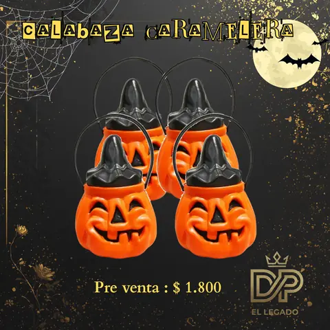 Calabaza Caramelera 20cm Halloween x1 Naranja