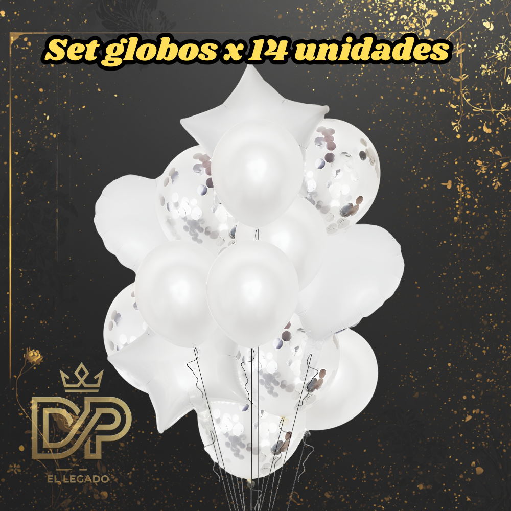 Set globos 14 unidades x1 Blanco