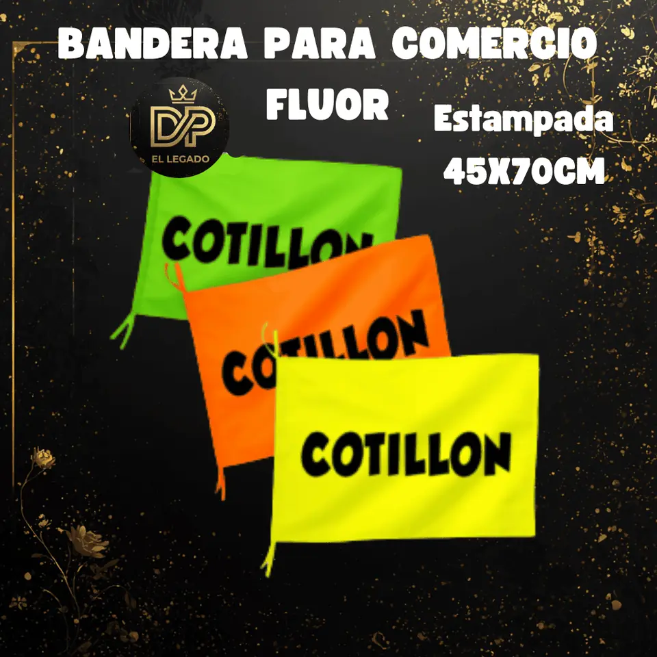 Bandera flùor para comercio estampada 45x70cm (Cotillòn)