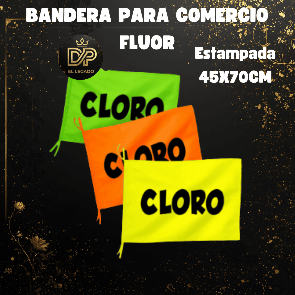 Bandera flùor para comercio estampada 45x70cm (Cloro)