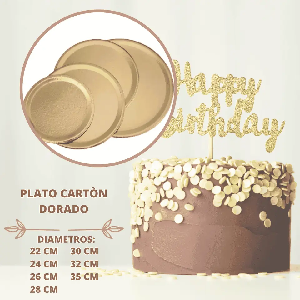 Plato carton dorado 35cm x10u