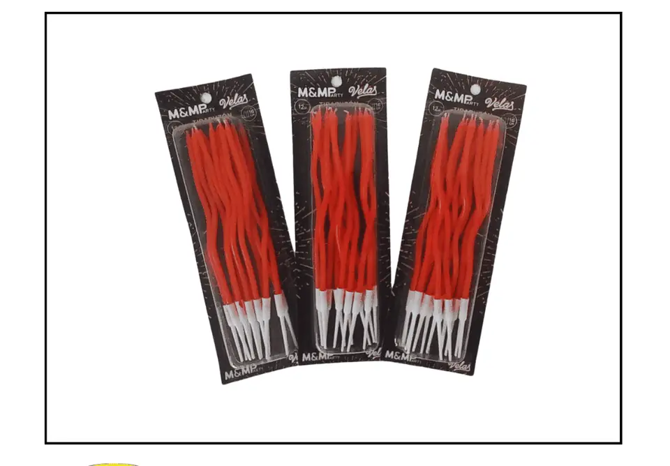 Blister vela tirabuzòn 16cm Rojo Pastel x 12 unidades