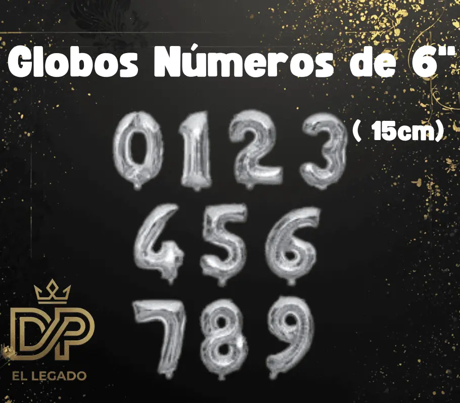 Globo 6" Nùmero 9 Plata x5