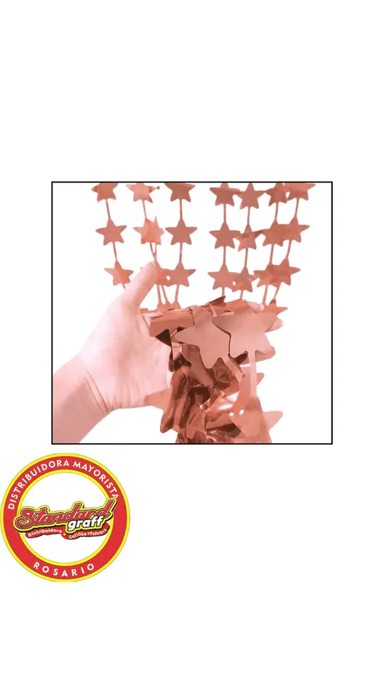 Cortina Metalizada Estrella Rosa Gold - x 1 unidad
