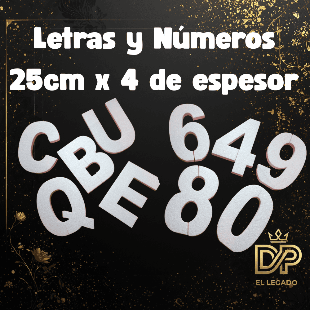 Letras y Nùmeros en telgopor crudo 25cmx4cm