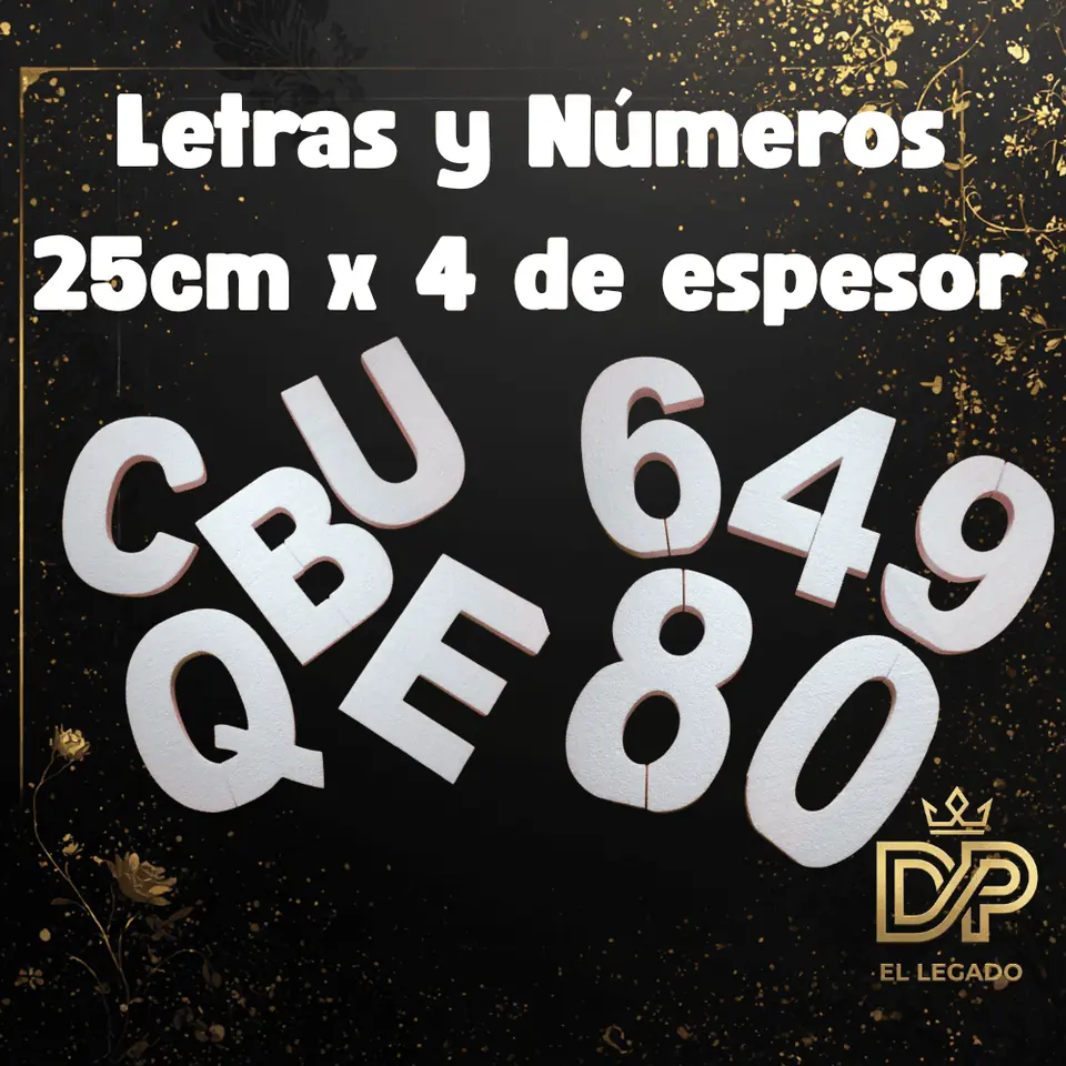 Letras y Nùmeros en telgopor crudo 25cmx4cm