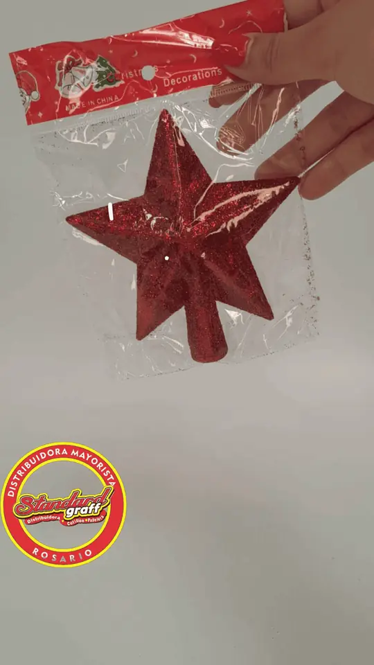 Adorno Navidad puntal estrella gibreado de 12cm – x1 Rojo