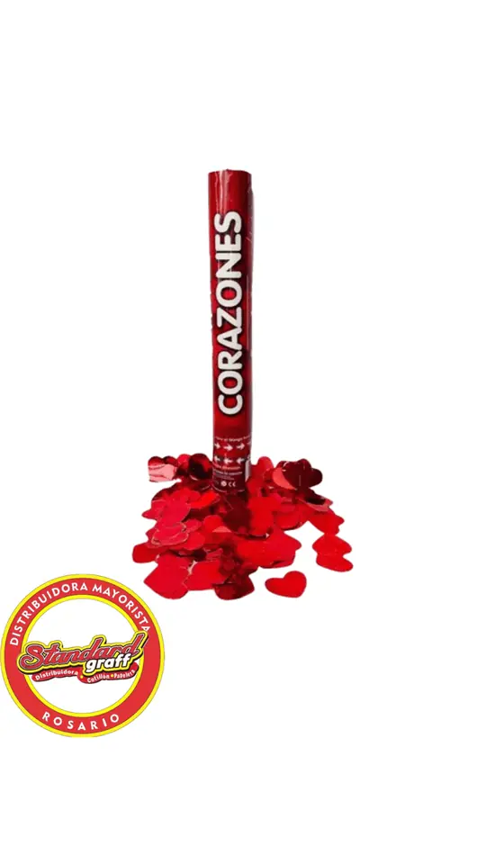 Lanza Corazones Rojo Metalizado 40cm - x 1 unidad