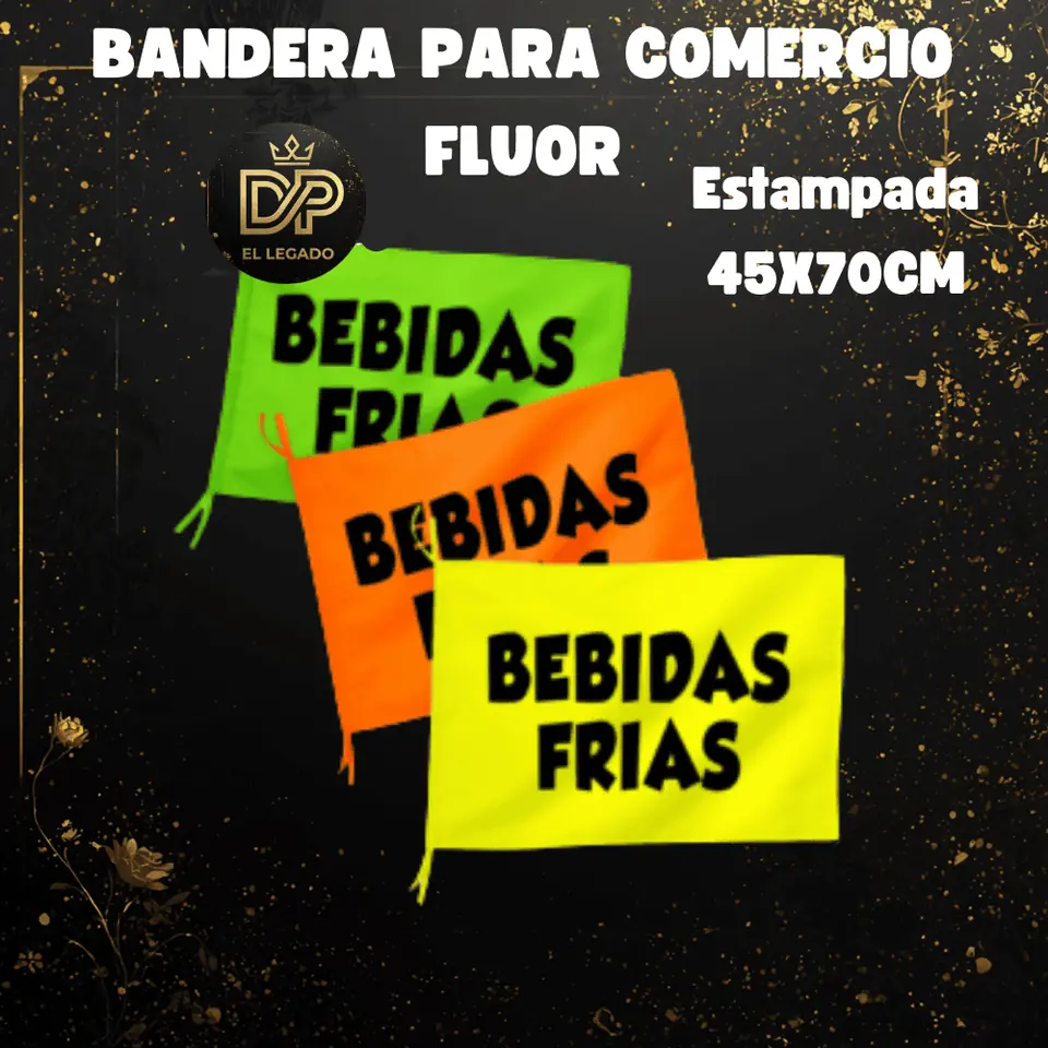 Bandera flùor para comercio estampada 45x70cm (Bebidas Frias)