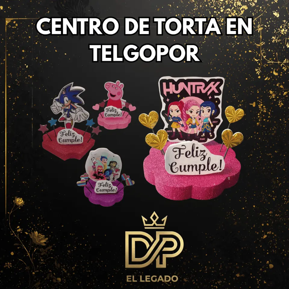 Centro de torta telgopor gibreado x 1u. Personajes ( a eleccion)