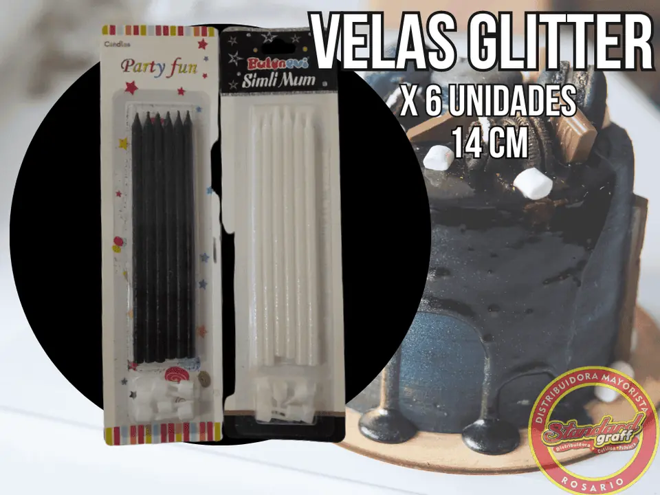Velas glitter 14cm x 6 unidades