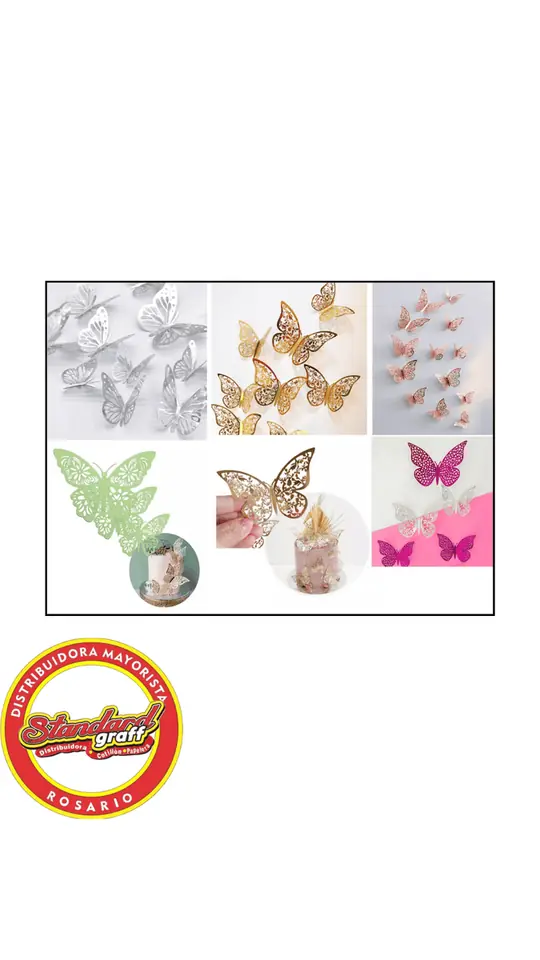 Blister mariposas 3D Fucsia x 12 unidades