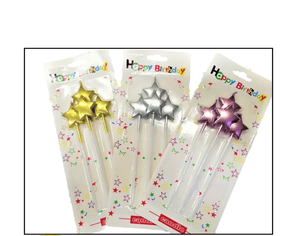 Blister vela estrella Rosa gold - x 4 unidades