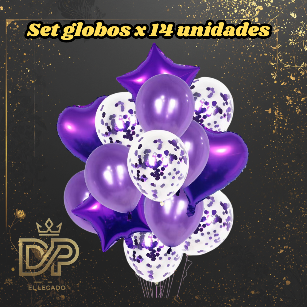 Set globos 14 unidades x1 Violeta
