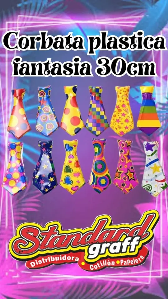 Corbata plástica fantasía 30cm - x12