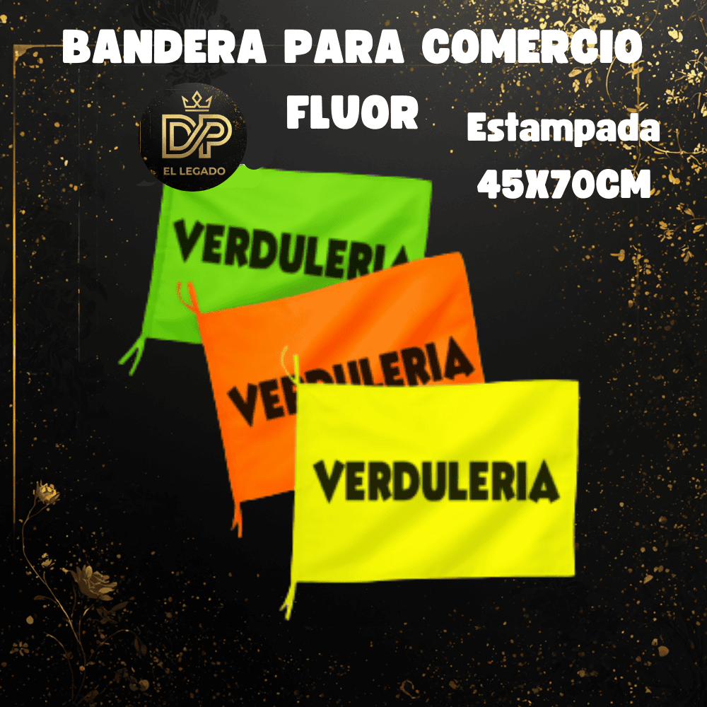 Bandera flùor para comercio estampada 45x70cm (Verdulerìa)