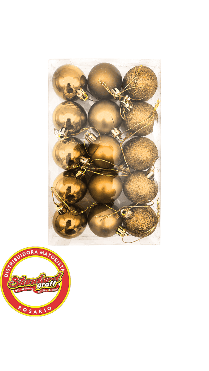 Bolas Navideñas Dorado 4cm x 15 unidades