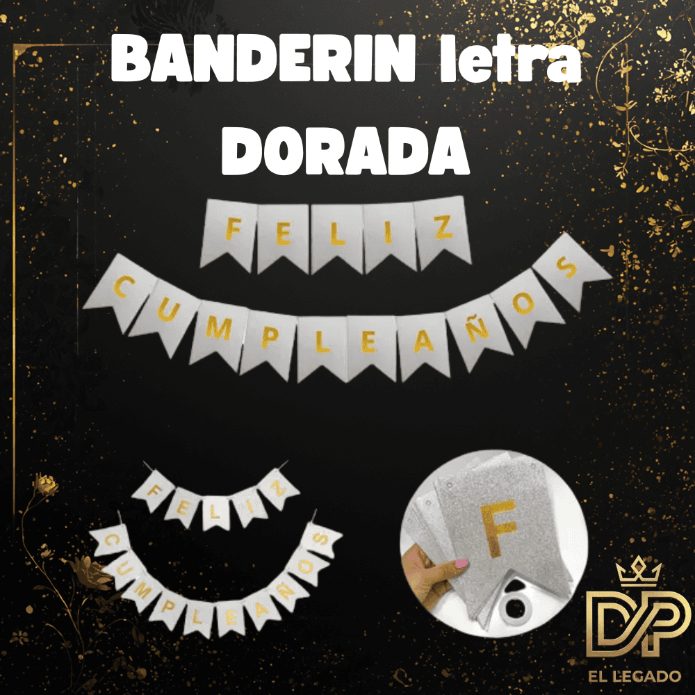 Banderin Feliz cumple Laser – Dorado x1 unidad