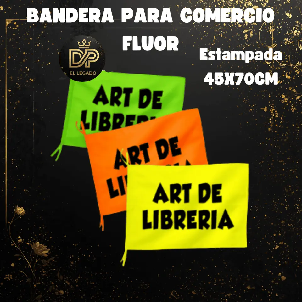 Bandera flùor para comercio estampada 45x70cm (Art. Libreria)