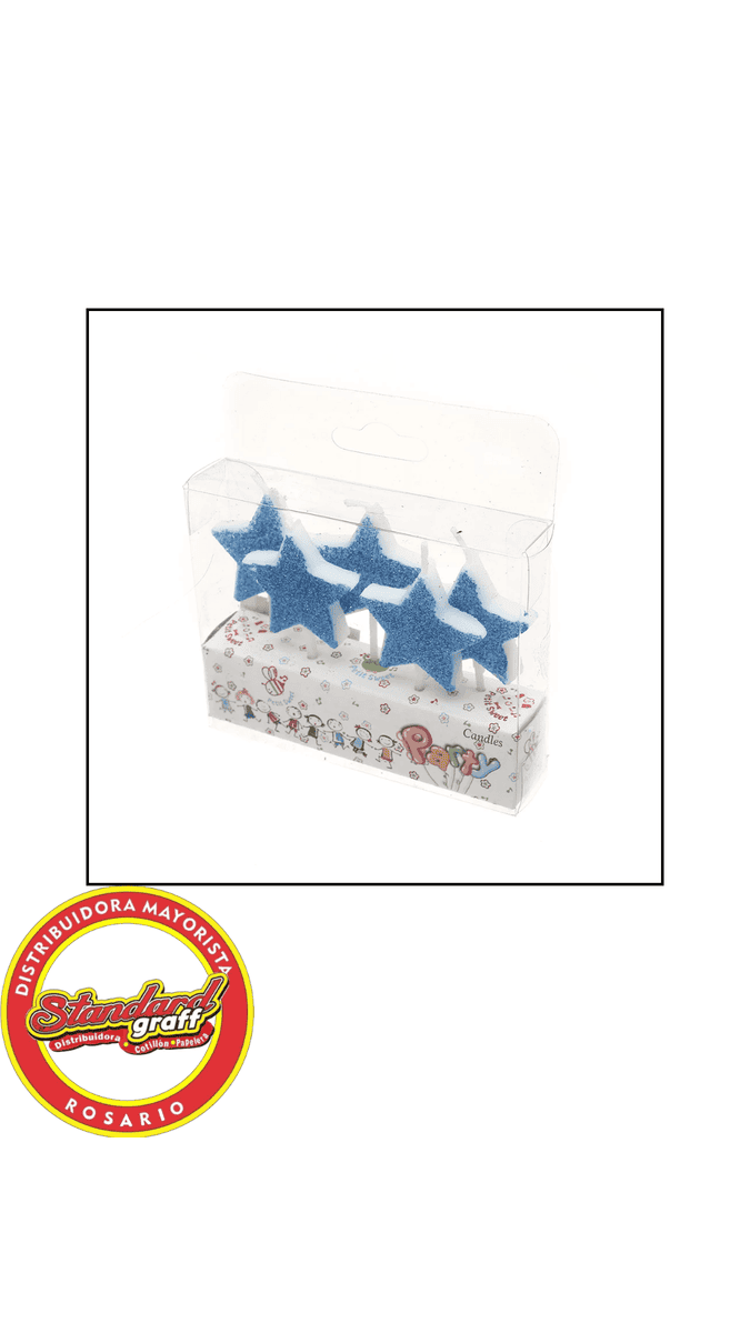 Blister Vela Estrella 8cm Azul x 5 unidades