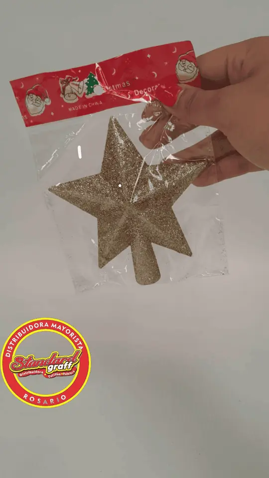 Adorno Navidad puntal estrella gibreado de 12cm – x1 Dorado