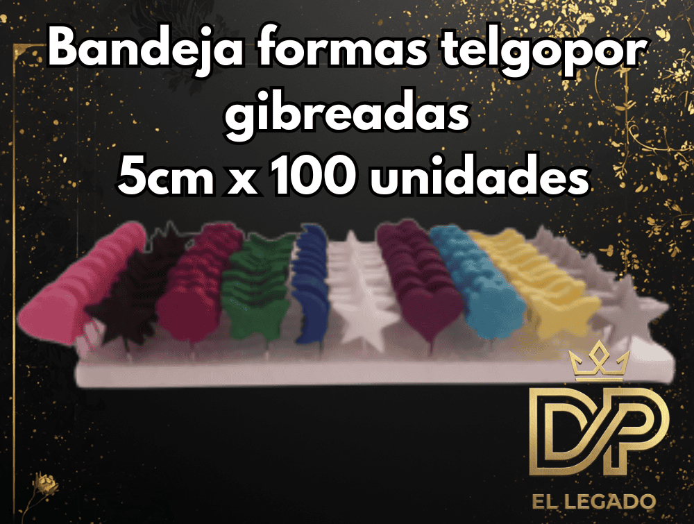 Bandeja formas telgopor gibreadas 5cm x 100 unidades
