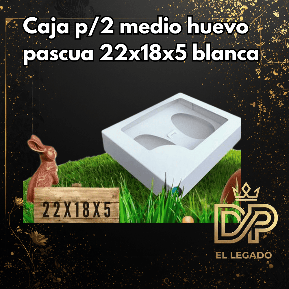 Caja p/2 medio huevo pascua 22x18x5 blanca - x5