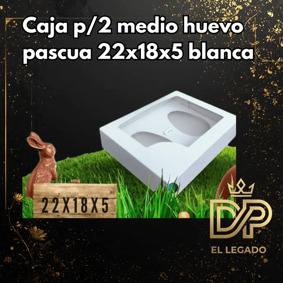 Caja p/2 medio huevo pascua 22x18x5 blanca - x5