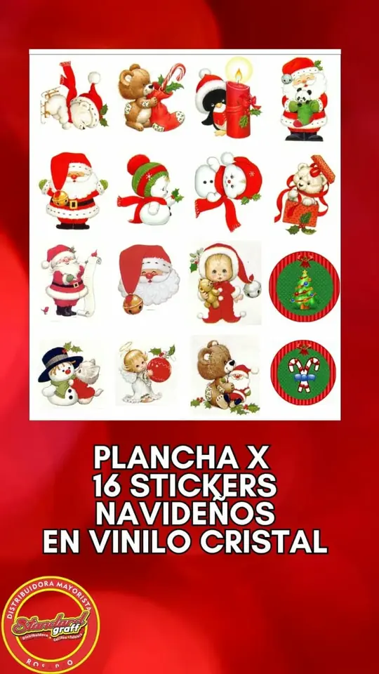 Stickers Navideños en vinilo cristal x 16