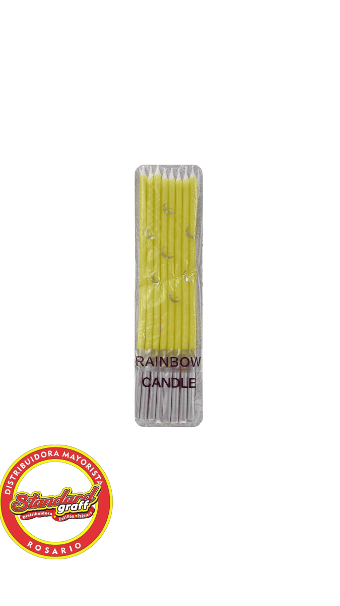 Blister Vela lápiz Amarillo Pastel 15cm x 8 unidades
