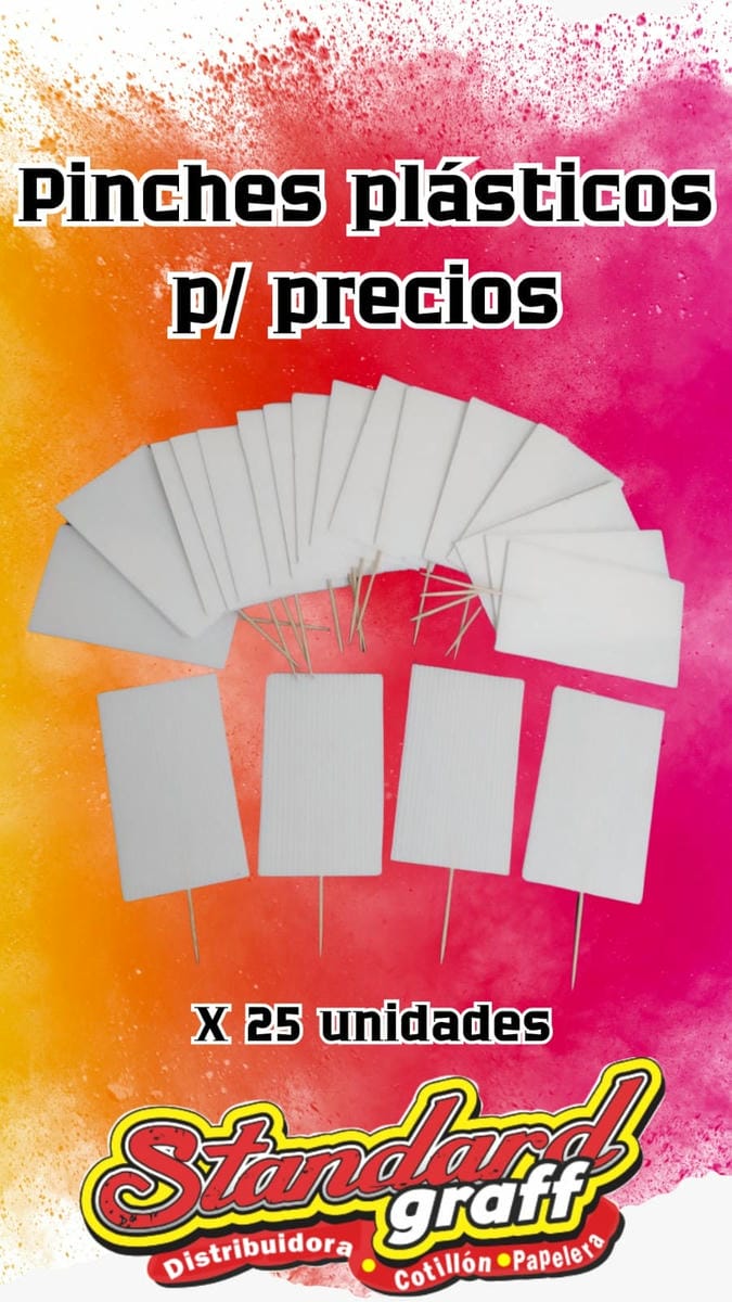 Pinches plasticos para precios x25 (reutilizables, ideal para exhibidoras)