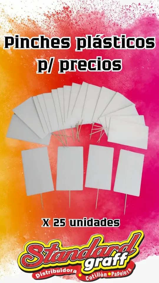 Pinches plasticos para precios x25 (reutilizables, ideal para exhibidoras)