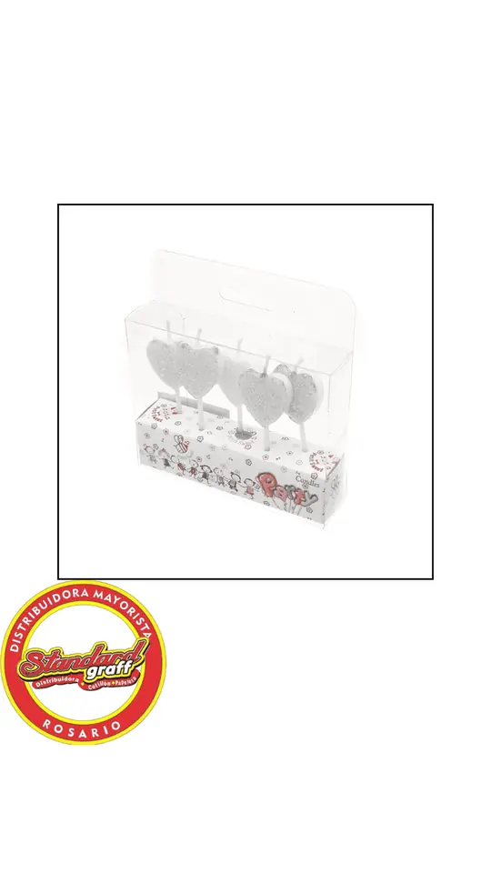 Blister Vela Corazòn 8cm Plata x 5 unidades (copia)