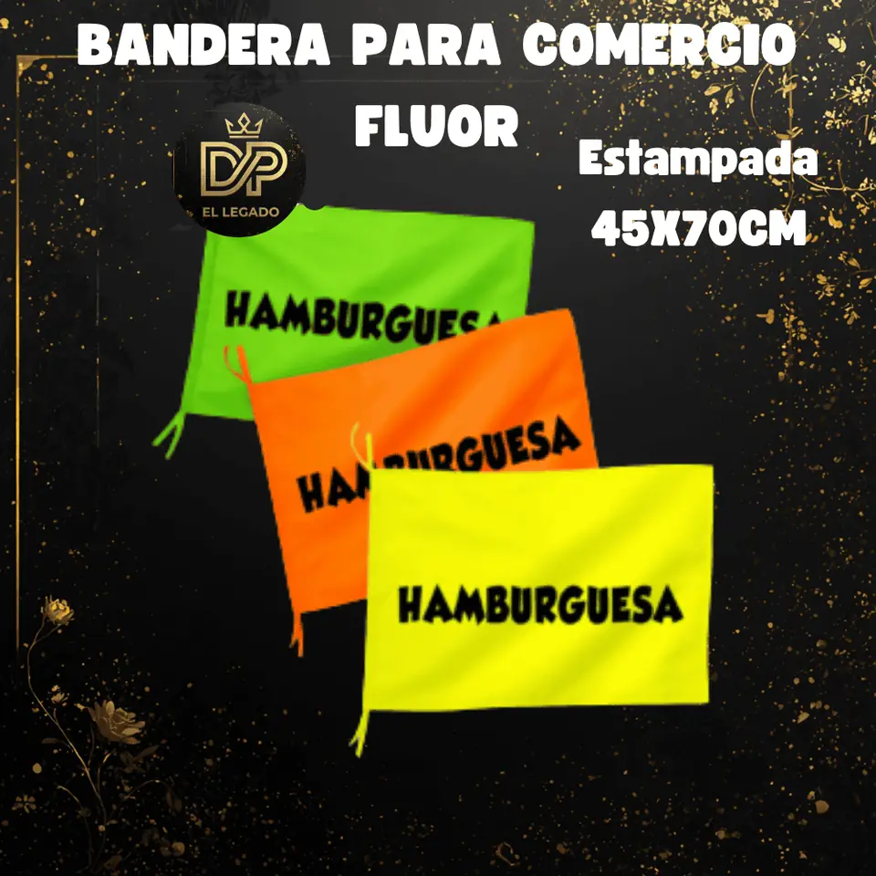 Bandera flùor para comercio estampada 45x70cm (Hamburguesa)