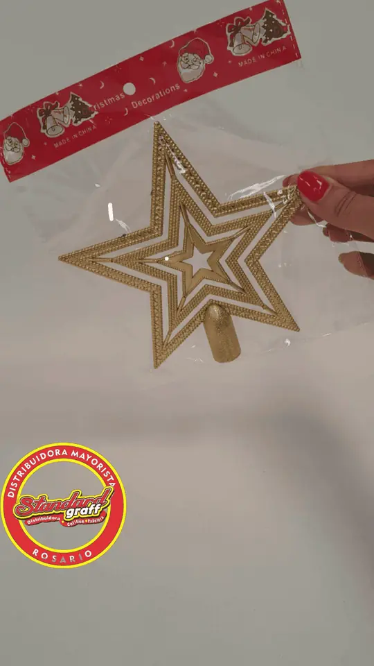 Adorno puntal estrella Dorado 14 cm x 1 unidad