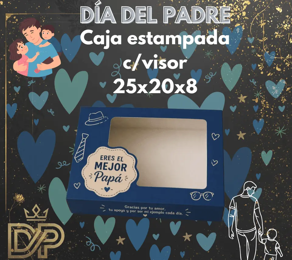 Caja c/visor 25x20x8 dia del padre x5