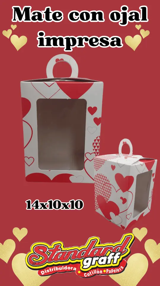 Caja Mate con Ojal Corazones 14x10x10 - x5
