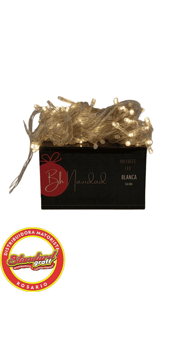 Guirnalda 100 luces arroz cable negro 220v - calida