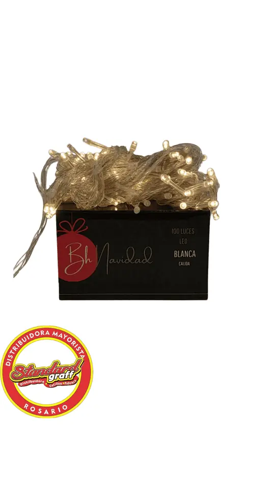 Guirnalda 100 luces arroz cable negro 220v - calida