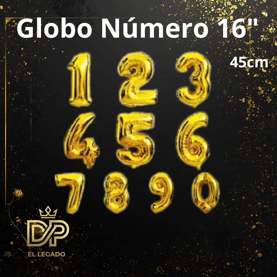 Globo 16" Nùmero 9 Dorado x5