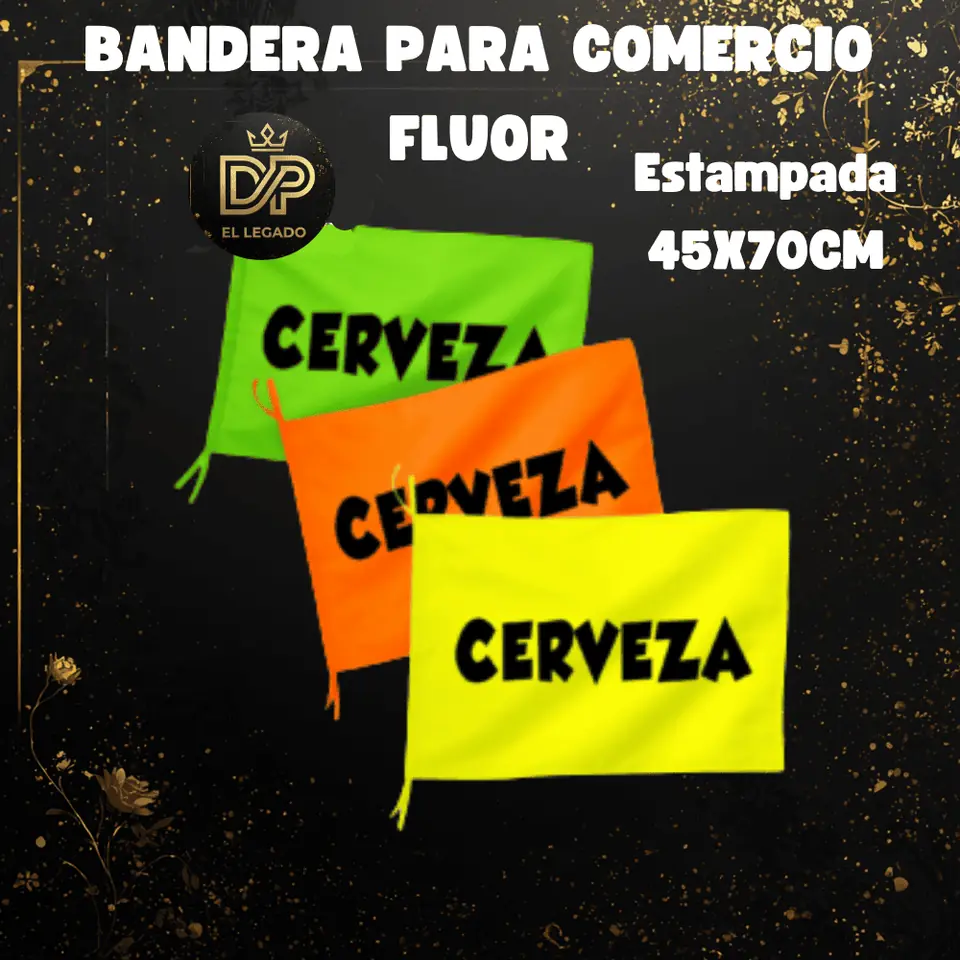 Bandera flùor para comercio estampada 45x70cm (Cerveza)