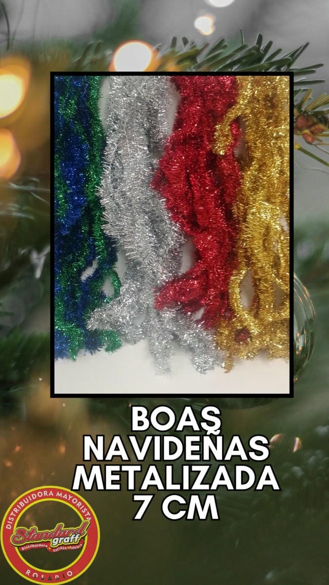 Boa Navideña Metalizada Verde 7cm